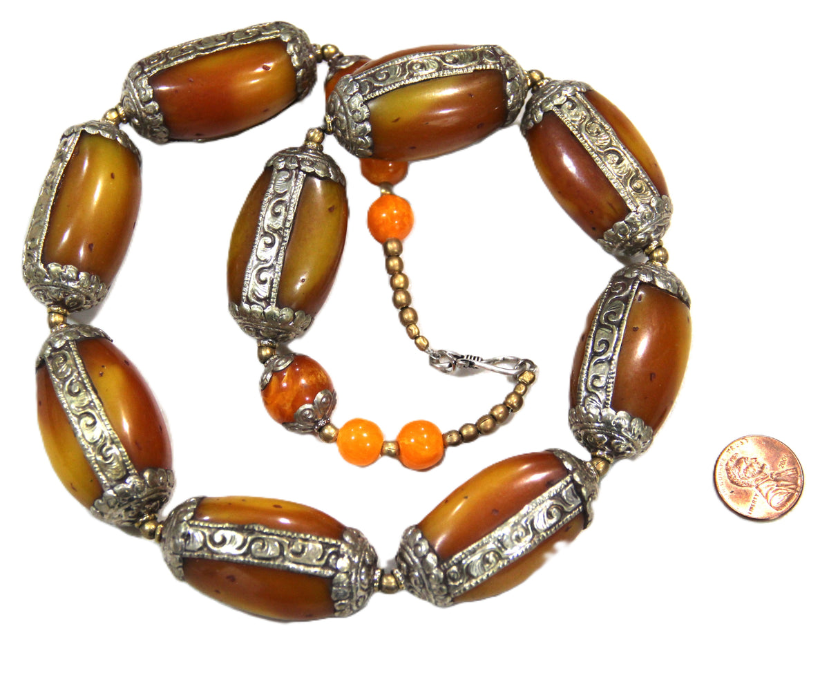 TIBETAN COPAL STATEMENT NECKLACE