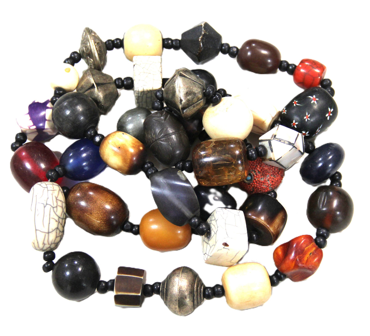 INCREDIBLE NEPALESE 4 FOOT CHUNKY MIXED BEAD NECKLACE