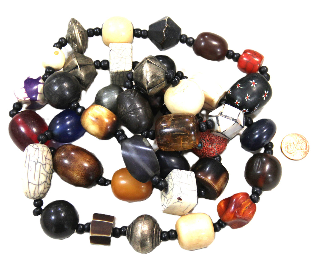 INCREDIBLE NEPALESE 4 FOOT CHUNKY MIXED BEAD NECKLACE
