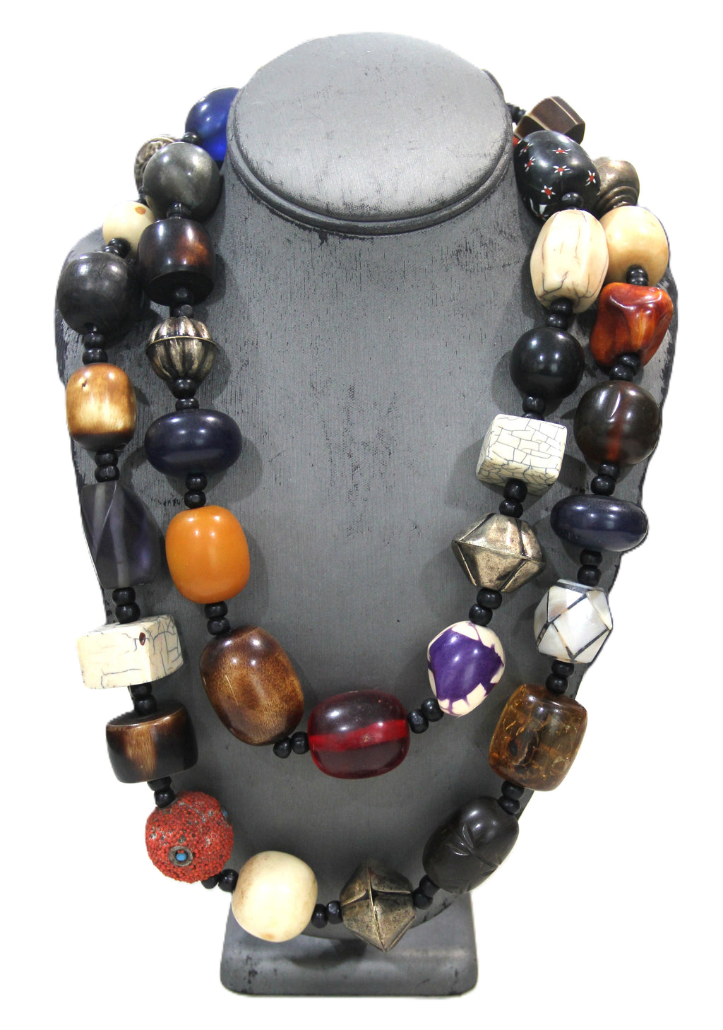 INCREDIBLE NEPALESE 4 FOOT CHUNKY MIXED BEAD NECKLACE