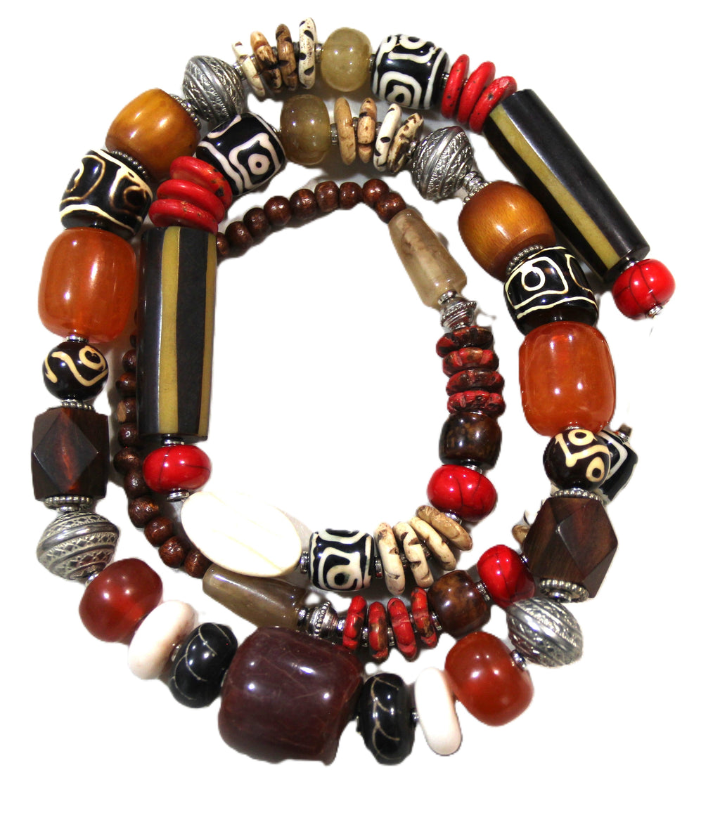 46" INSANE MIXED BEAD NEPALESE STATEMENT NECKLACE