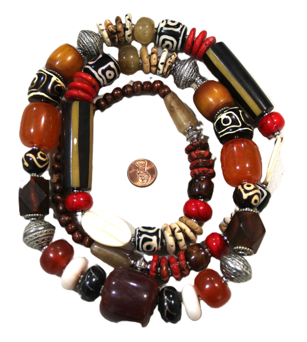 46" INSANE MIXED BEAD NEPALESE STATEMENT NECKLACE