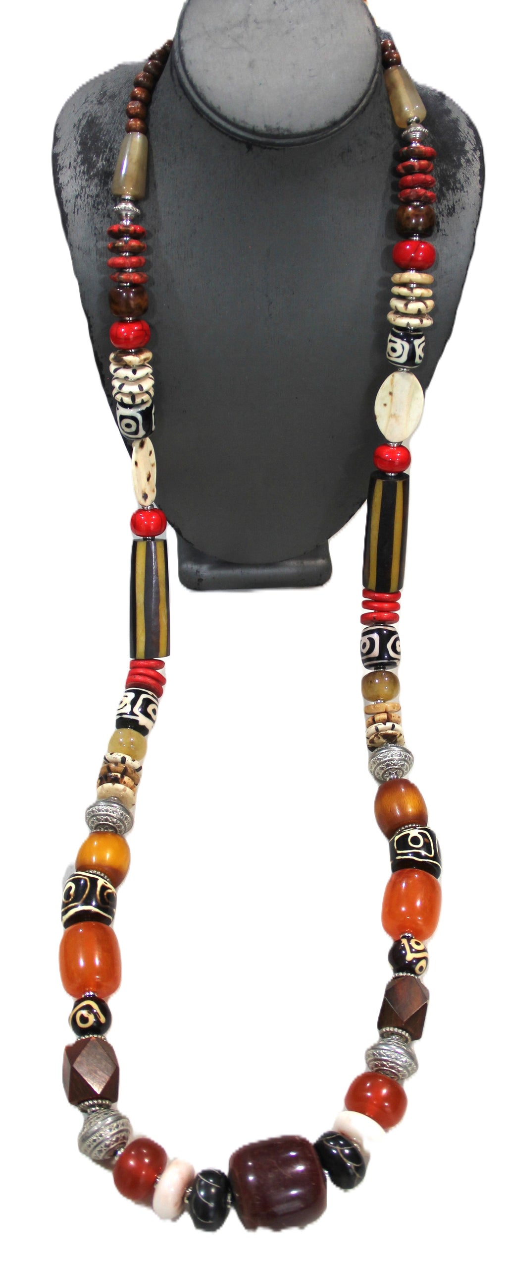 46" INSANE MIXED BEAD NEPALESE STATEMENT NECKLACE
