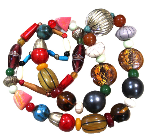 42" INSANE MIXED BEAD NEPALESE STATEMENT NECKLACE