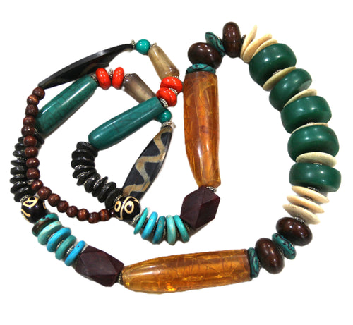 42" INSANE MIXED BEAD NEPALESE STATEMENT NECKLACE