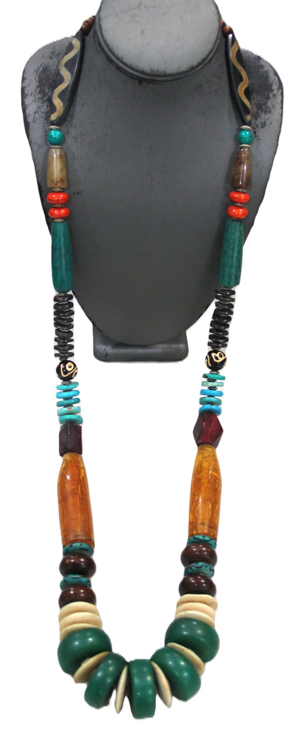 42" INSANE MIXED BEAD NEPALESE STATEMENT NECKLACE
