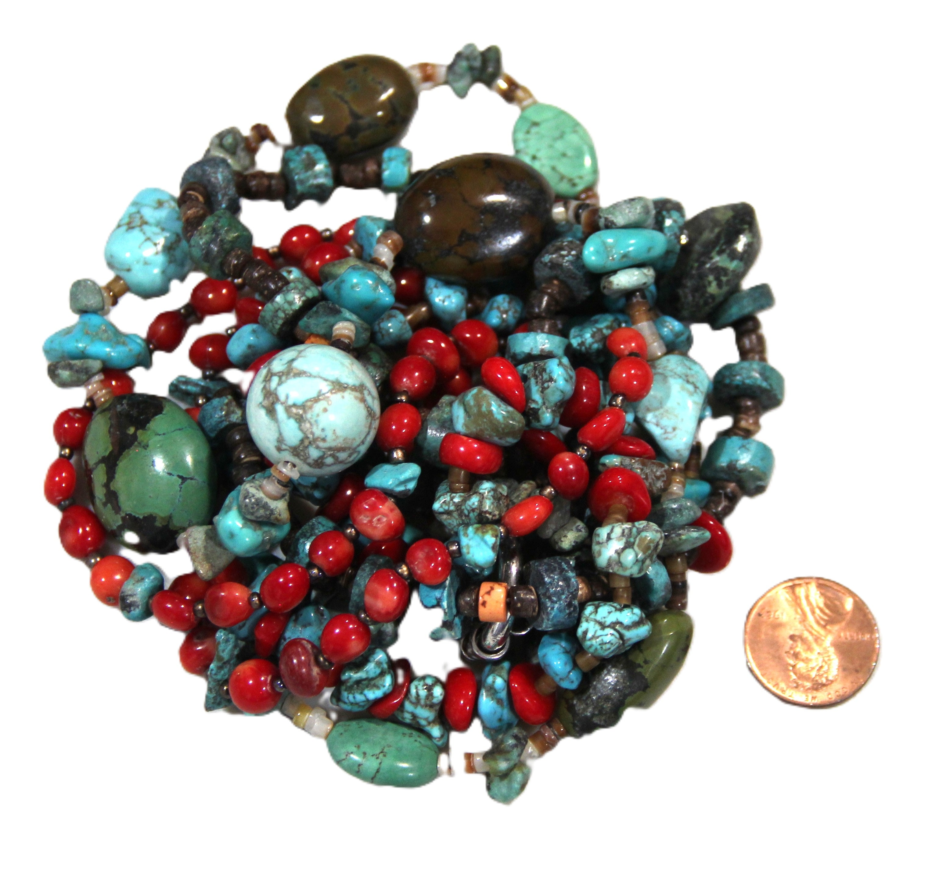 Turquoise and coral statement necklace