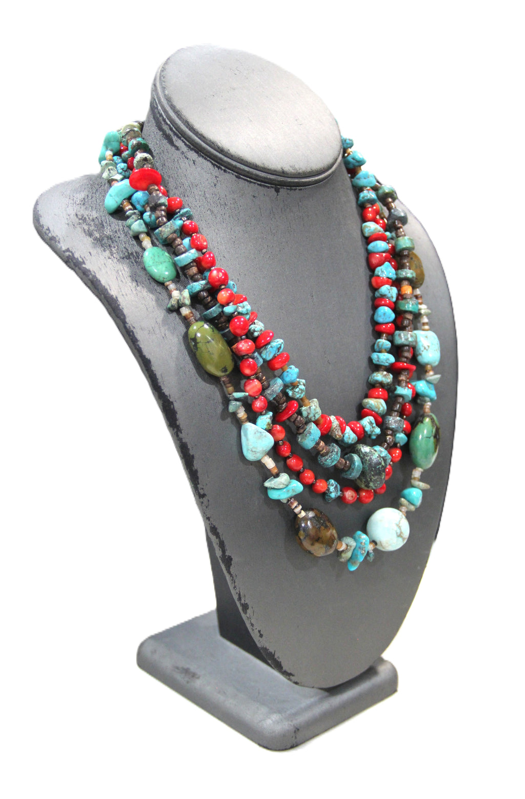 Turquoise and coral statement necklace