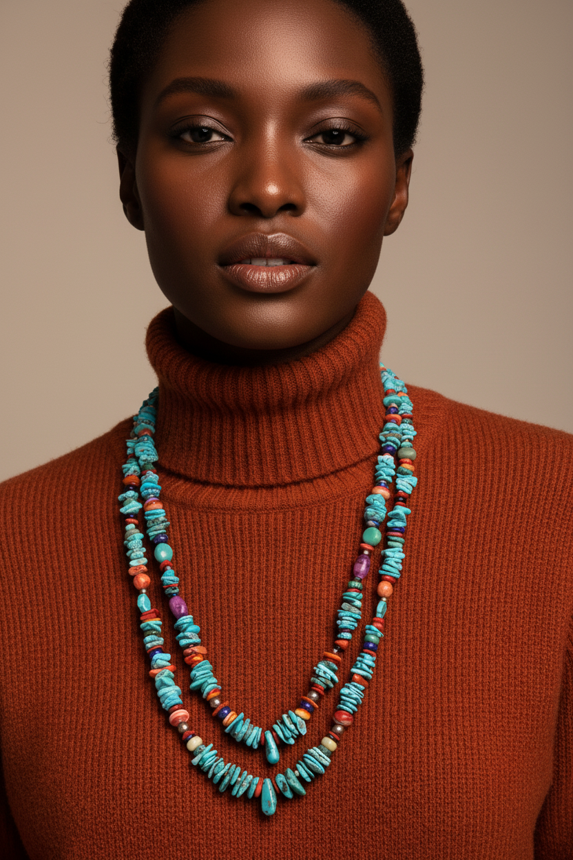 Native and Southwest style turquoise and gemstone necklace