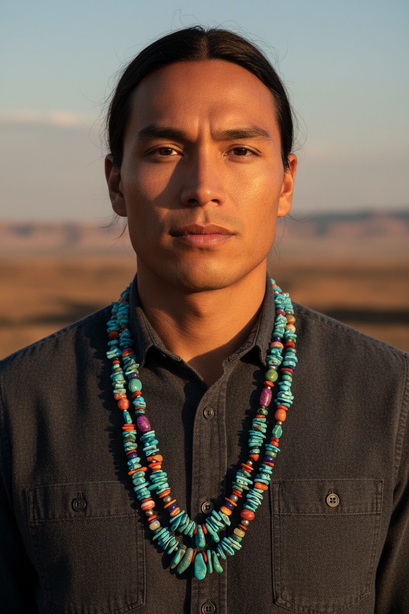 Native and Southwest style turquoise and gemstone necklace