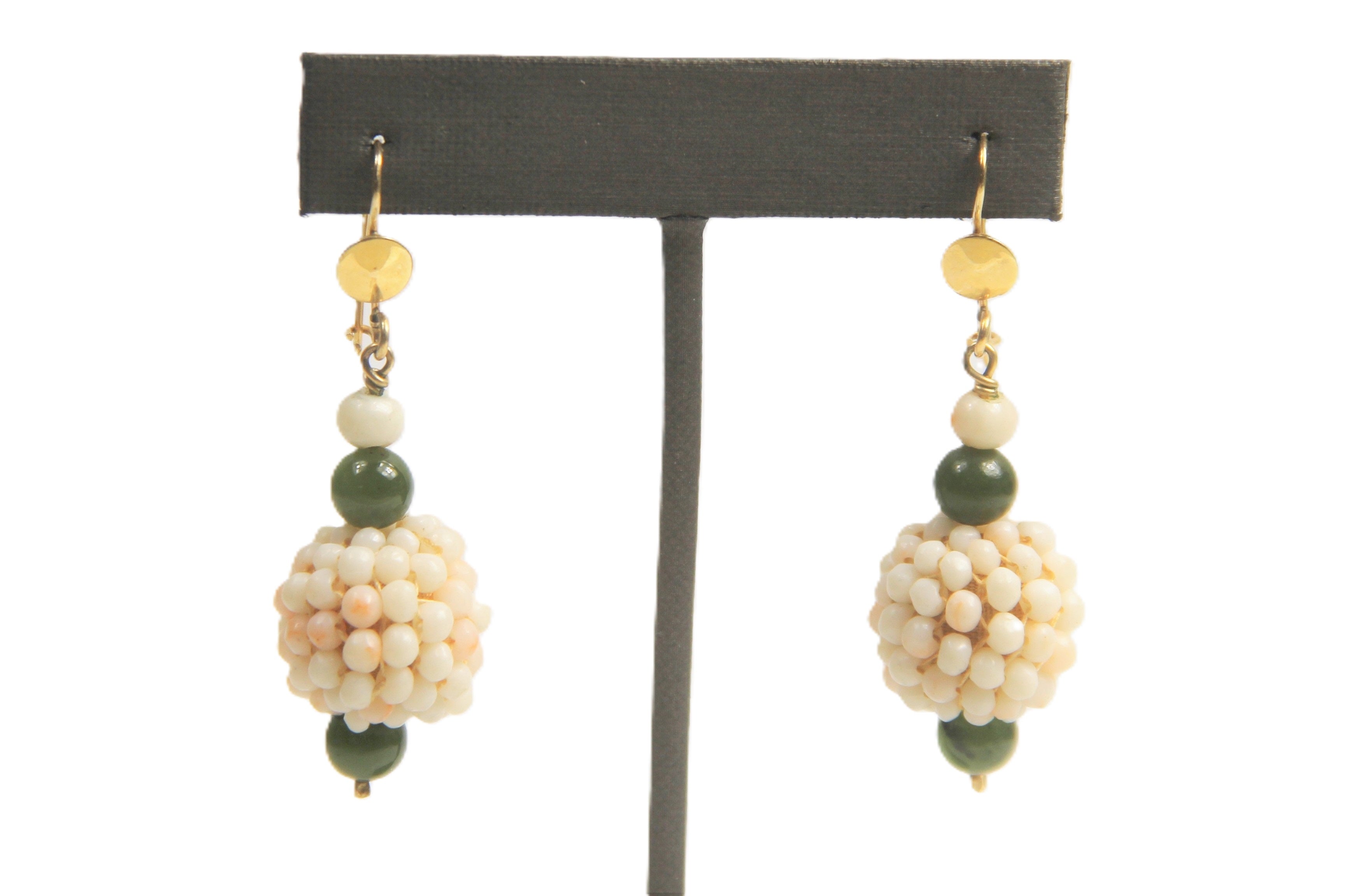 Victorian 14kt gold and coral antique earrings