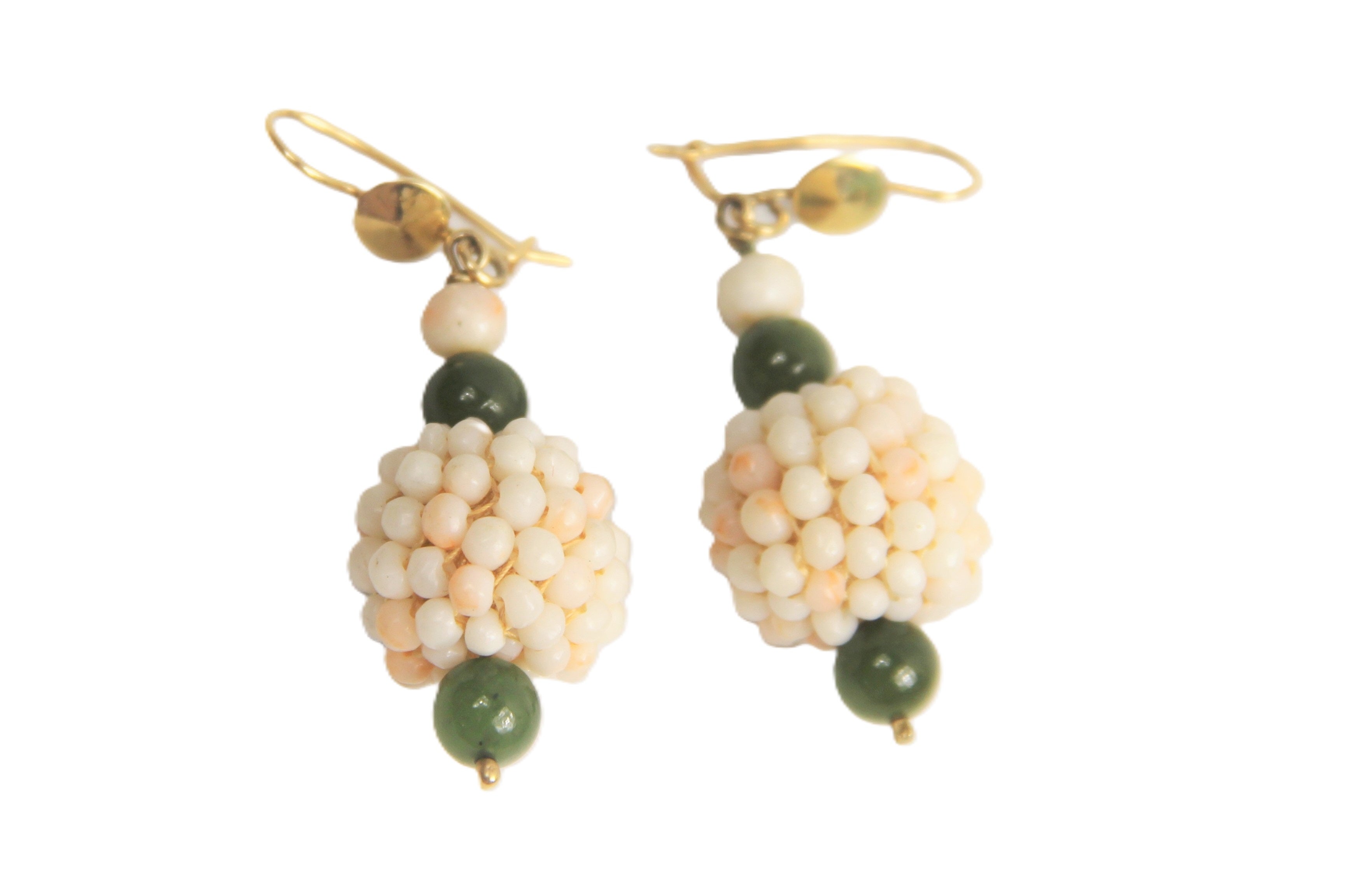 Victorian 14kt gold and coral antique earrings