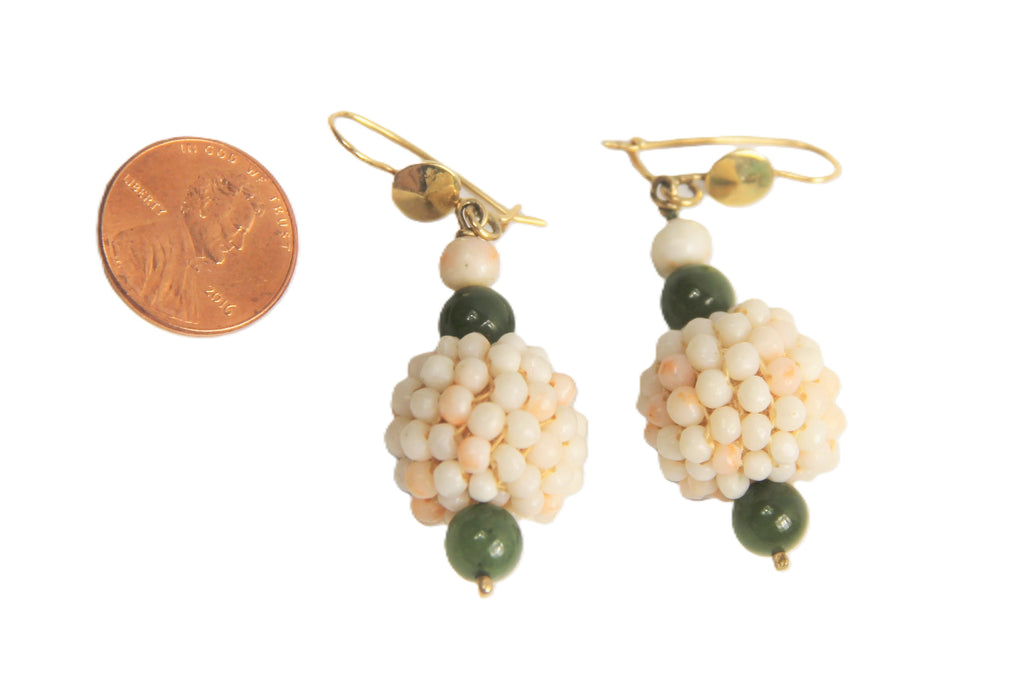 Victorian 14kt gold and coral antique earrings
