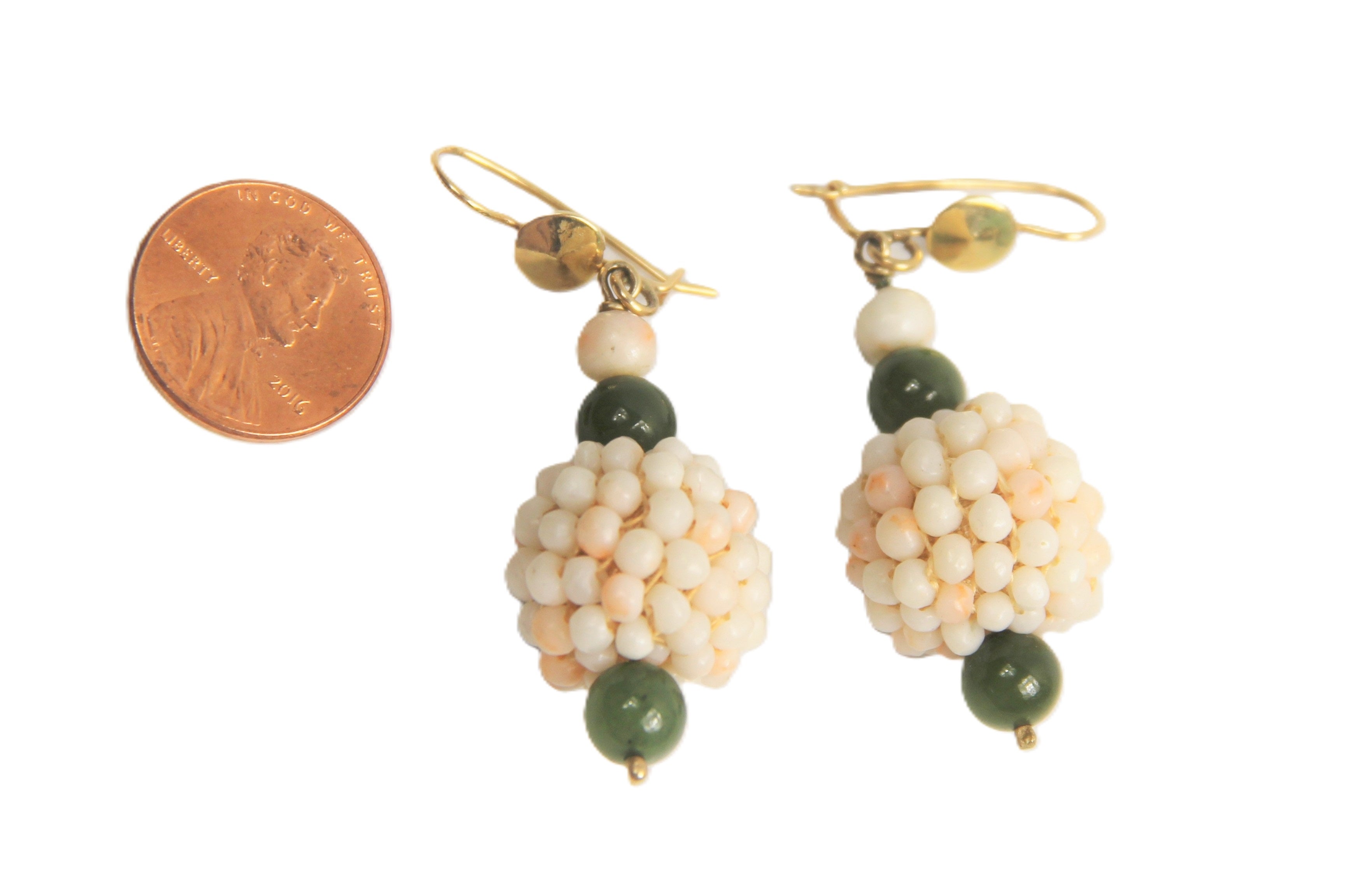 Victorian 14kt gold and coral antique earrings