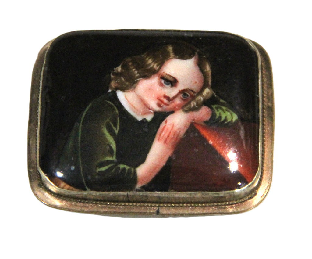 Antique Victorian gold filled portrait brooch