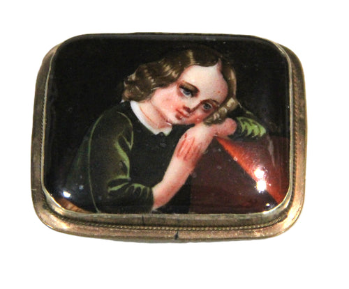 Antique Victorian gold filled portrait brooch
