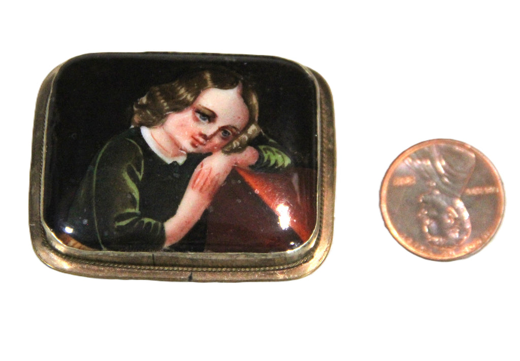 Antique Victorian gold filled portrait brooch