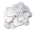 Vintage white glass beaded flower statement brooch