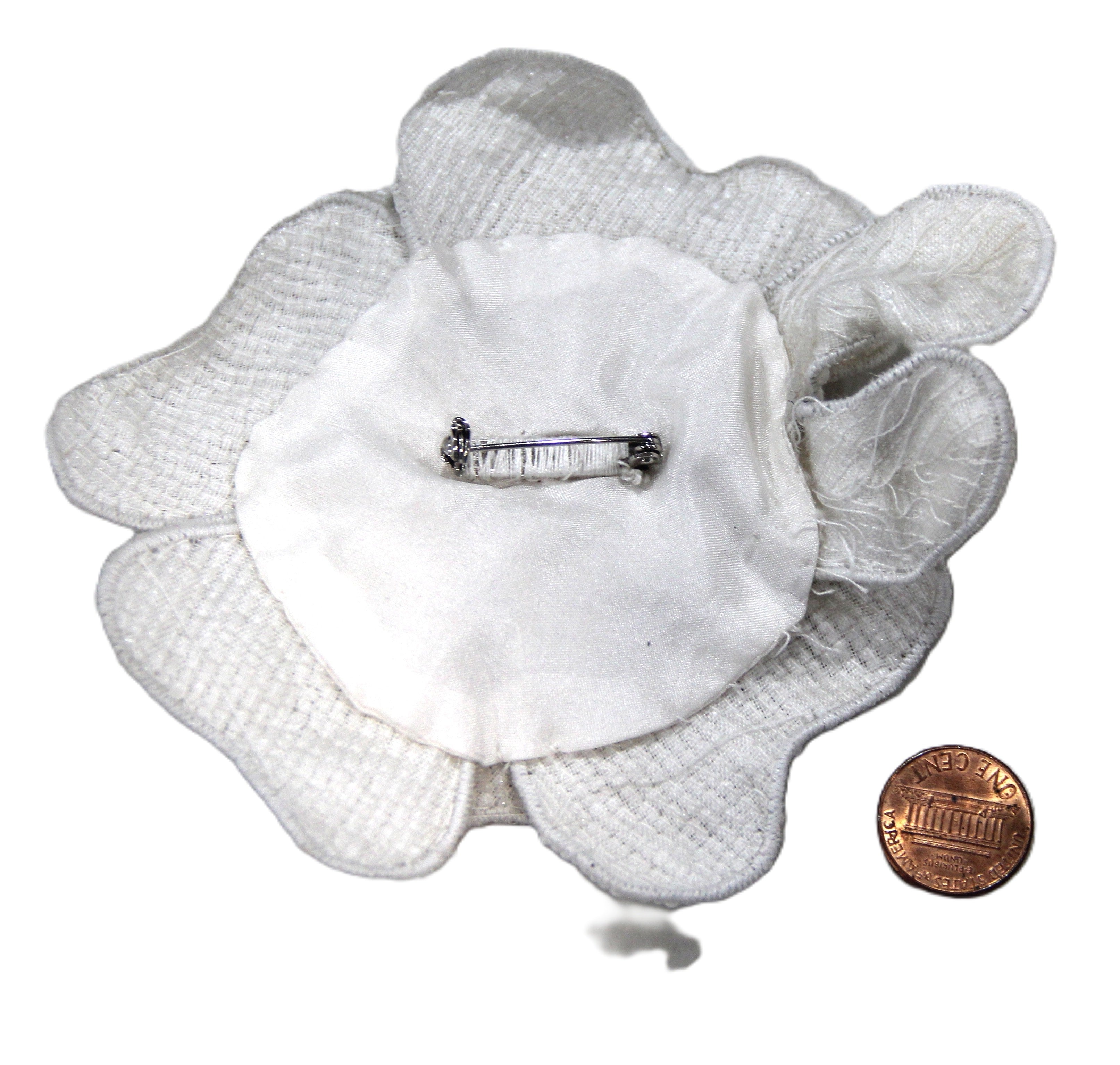 Vintage white glass beaded flower statement brooch