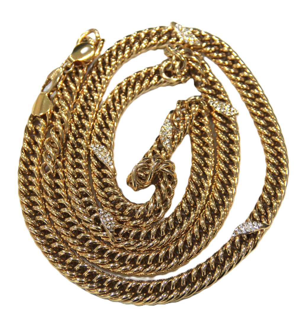 BIJOUX CASCIO HEAVY GOLD CHAIN WITH PAVE CRYSTALS