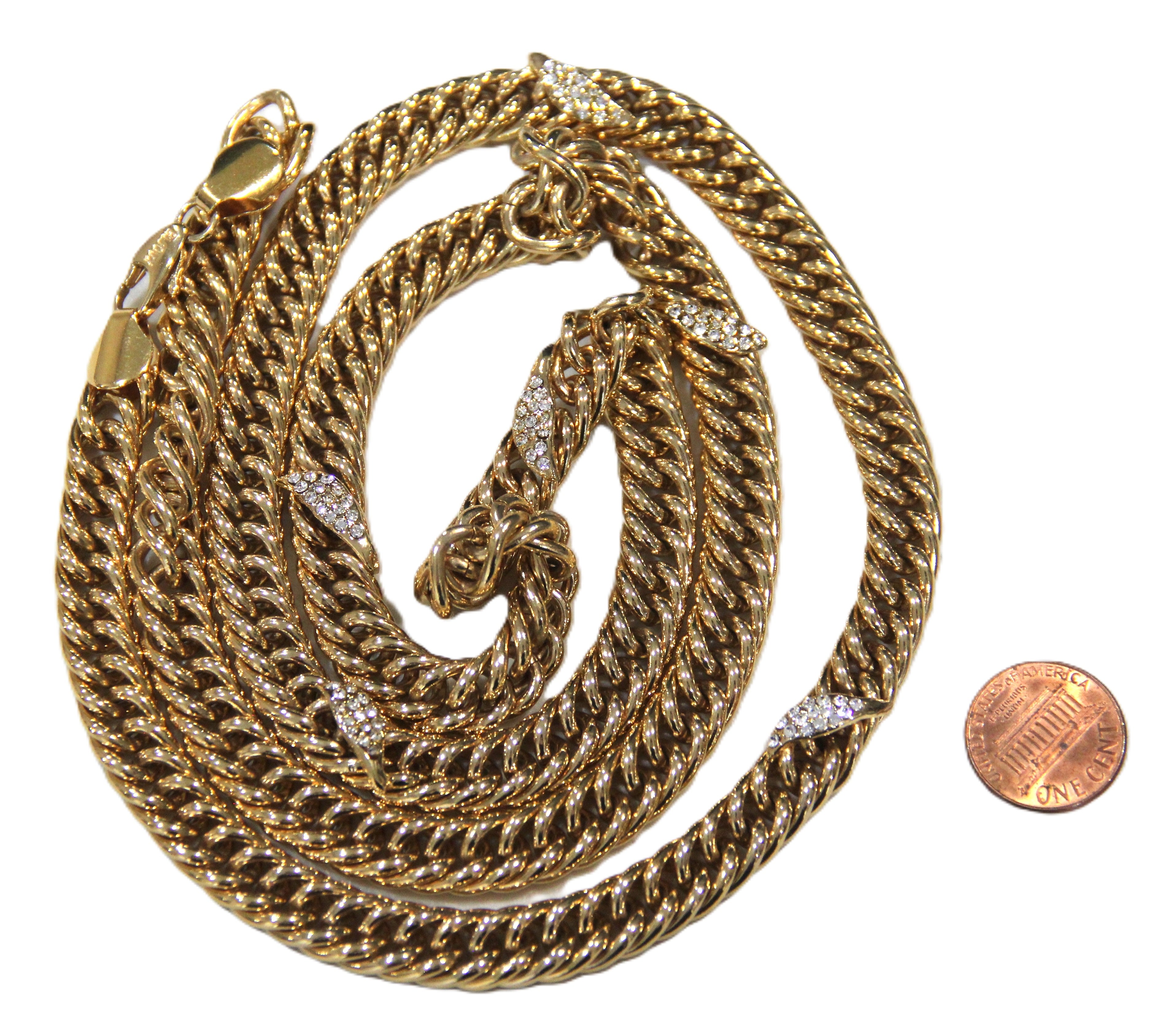 BIJOUX CASCIO HEAVY GOLD CHAIN WITH PAVE CRYSTALS