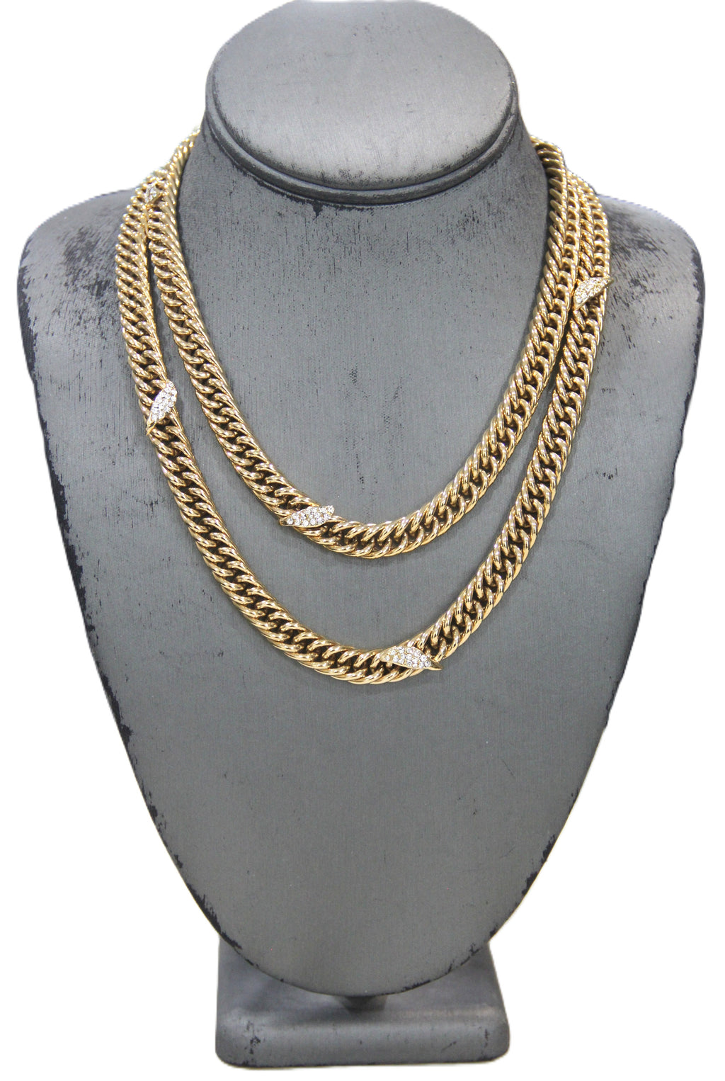 BIJOUX CASCIO HEAVY GOLD CHAIN WITH PAVE CRYSTALS