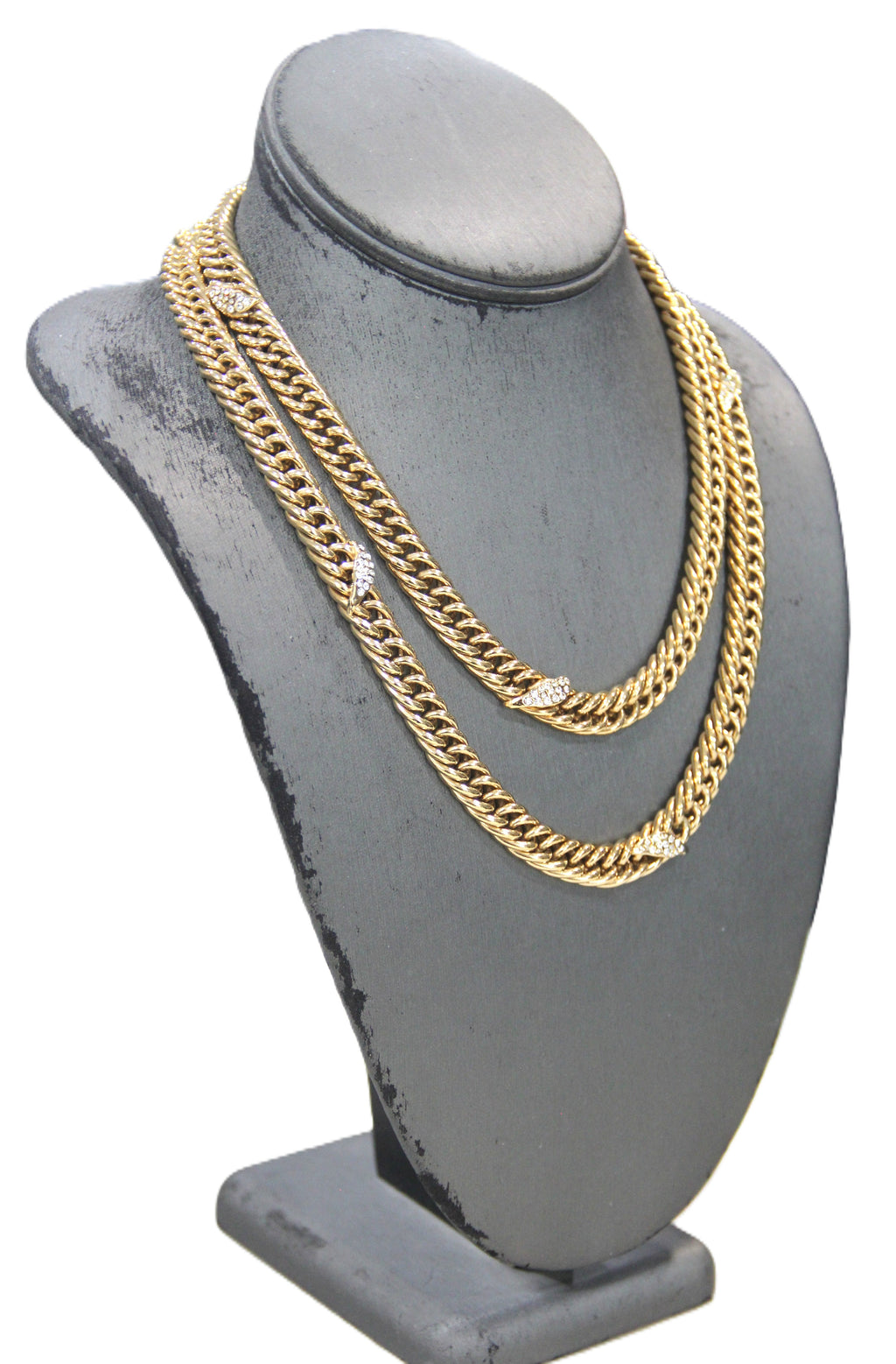 BIJOUX CASCIO HEAVY GOLD CHAIN WITH PAVE CRYSTALS