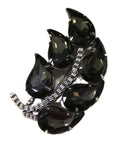 Vintage black glass leaf statement brooch