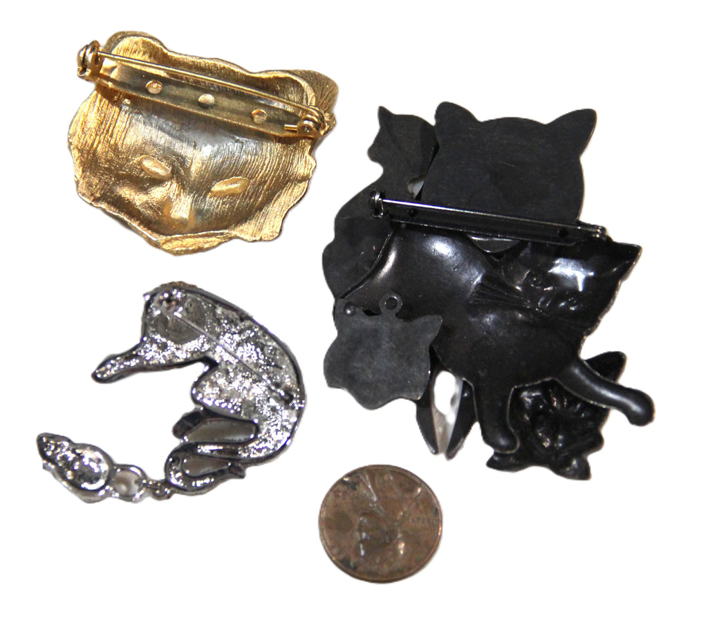 Vintage cat brooch bundle
