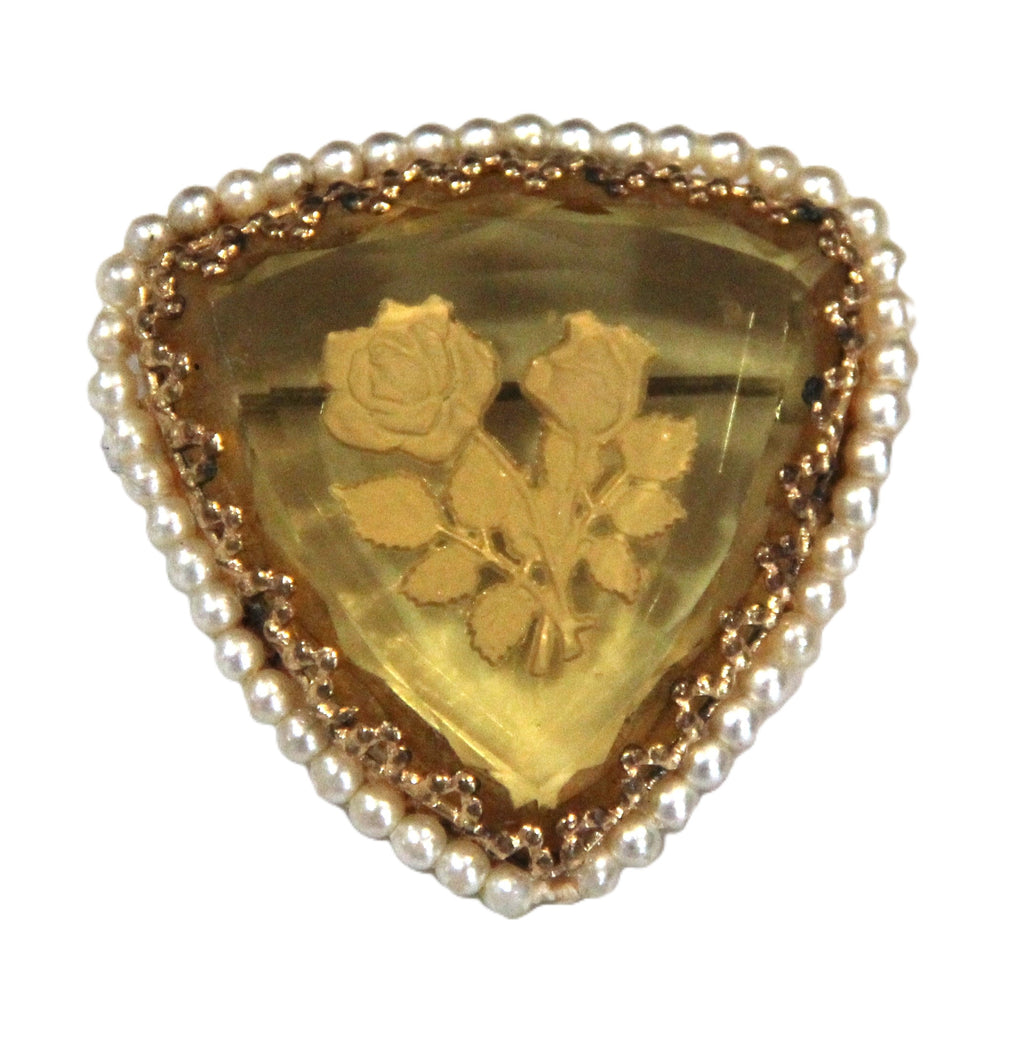 Antique glass intaglio brooch