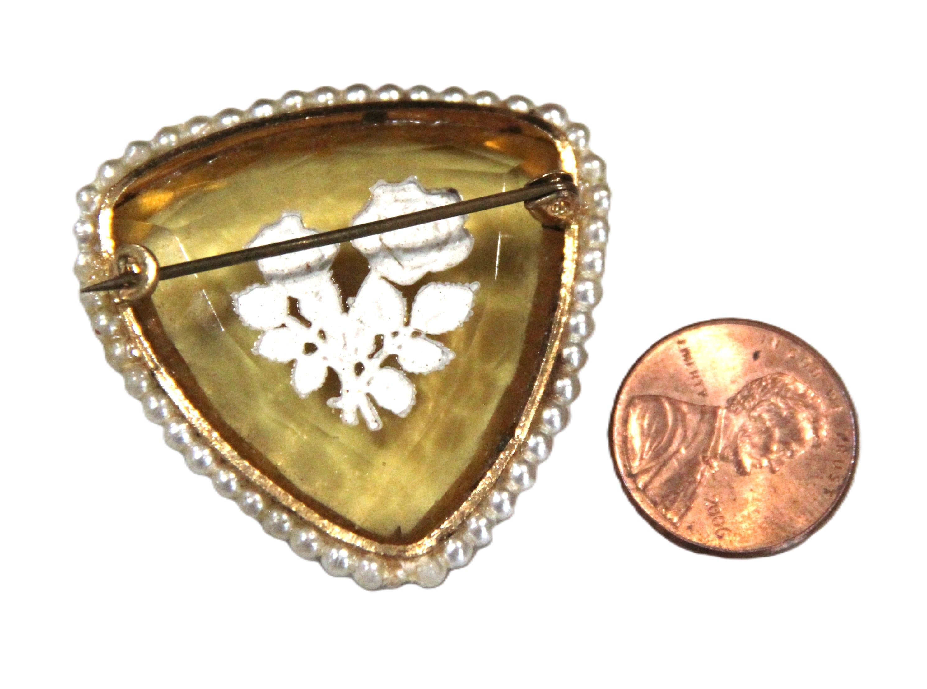 Antique glass intaglio brooch