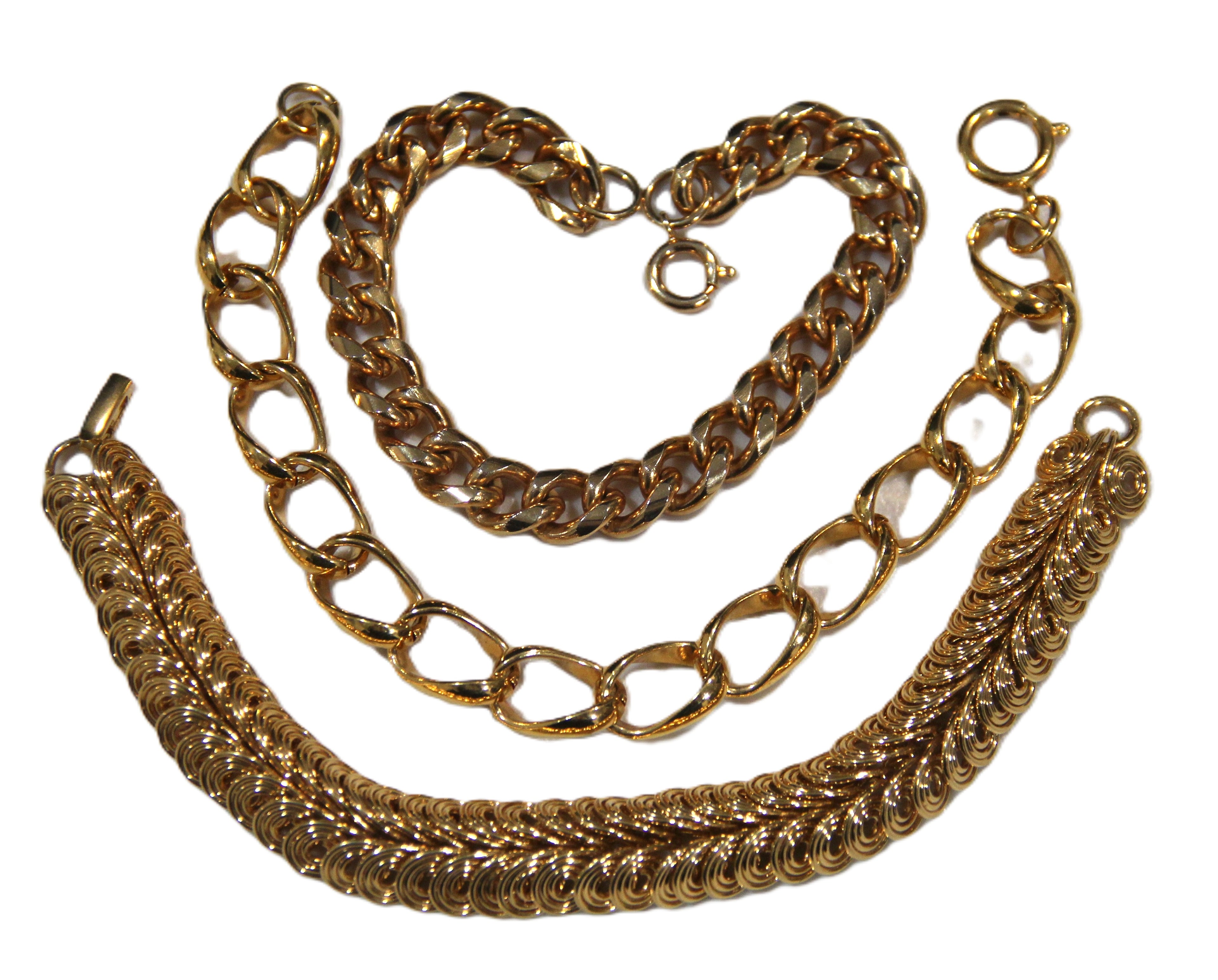 PRE-STACKED BUNDLE OF THREE VINTAGE GOLD CHAIN BRACELETS