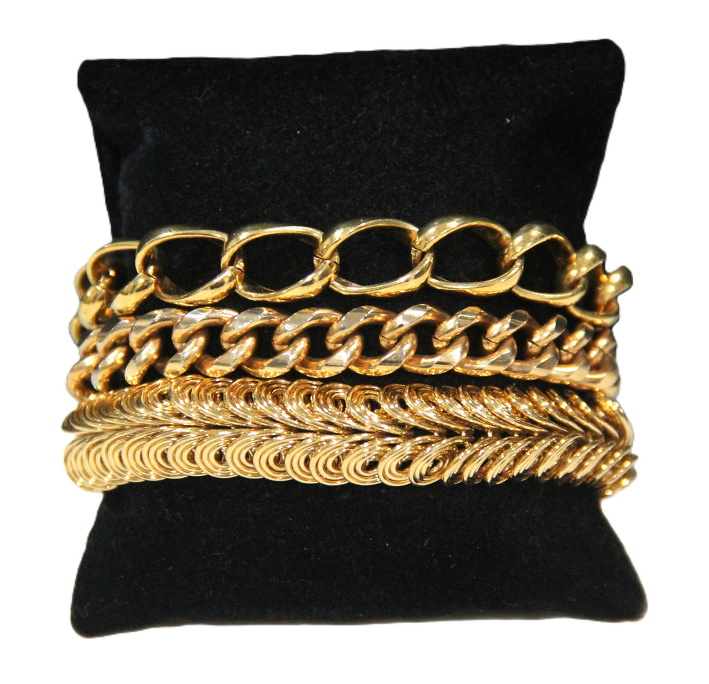 Bundle of three vintage gold chian bracelets