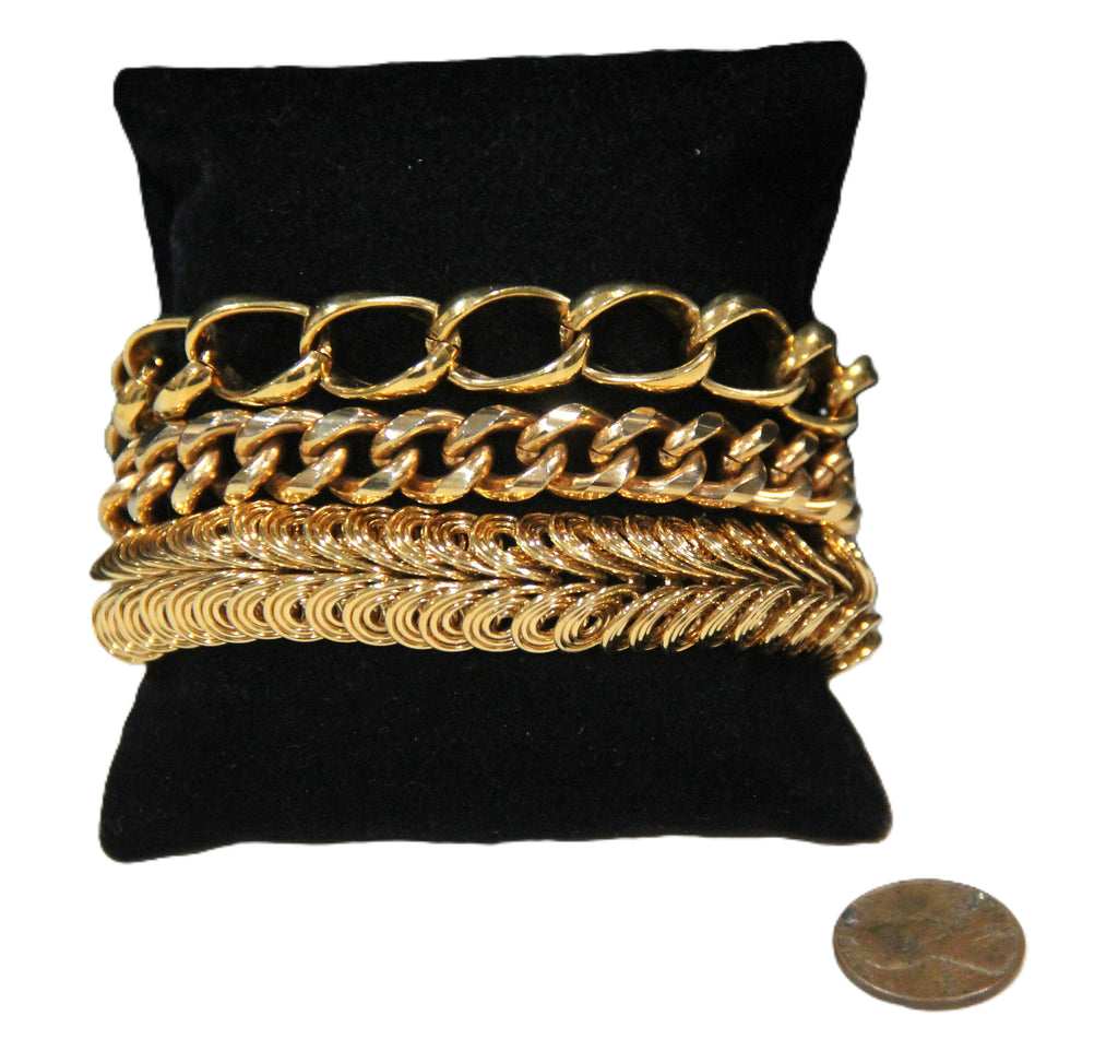 Bundle of three vintage gold chian bracelets