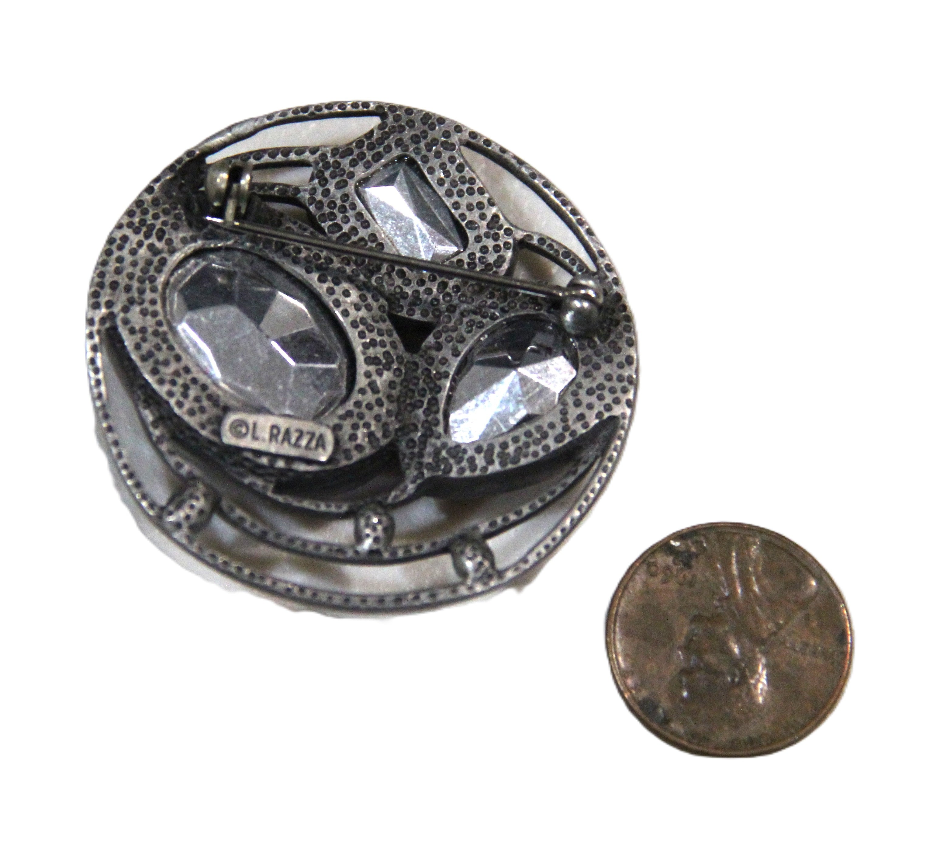 VINTAGE RAZZA 1980'S MODERNIST BROOCH WITH GLASS STONES