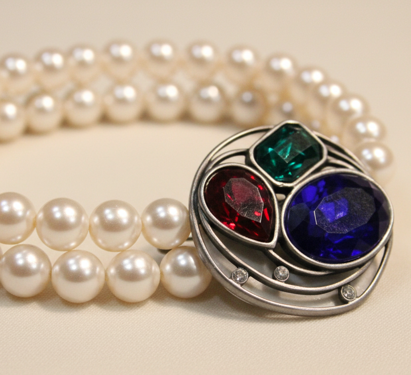 VINTAGE RAZZA 1980'S MODERNIST BROOCH WITH GLASS STONES