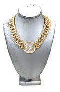 VINTAGE DEAD STOCK TWO TONE HEAVY COIN PENDANT CHOKER NECKLACE