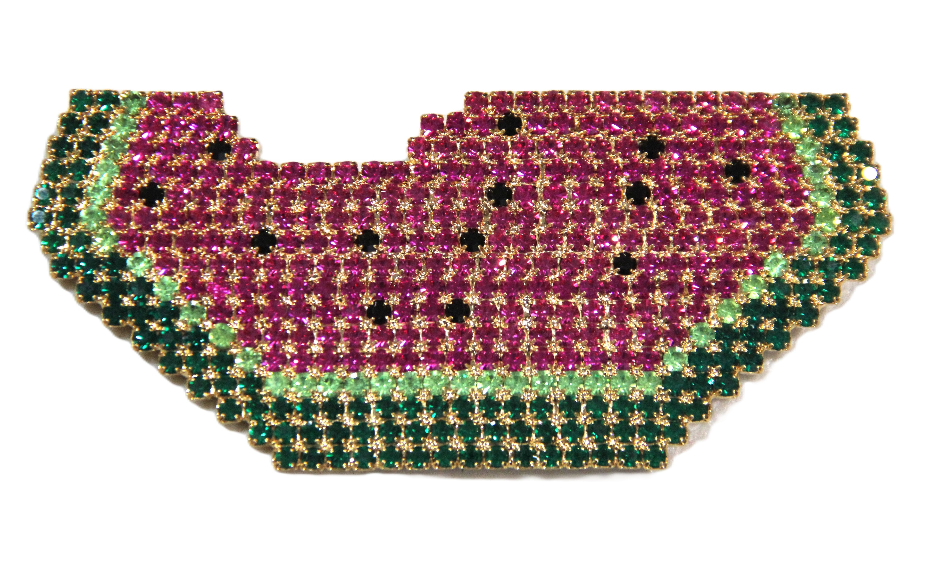 Large vintage watermelon rhinestone brooch
