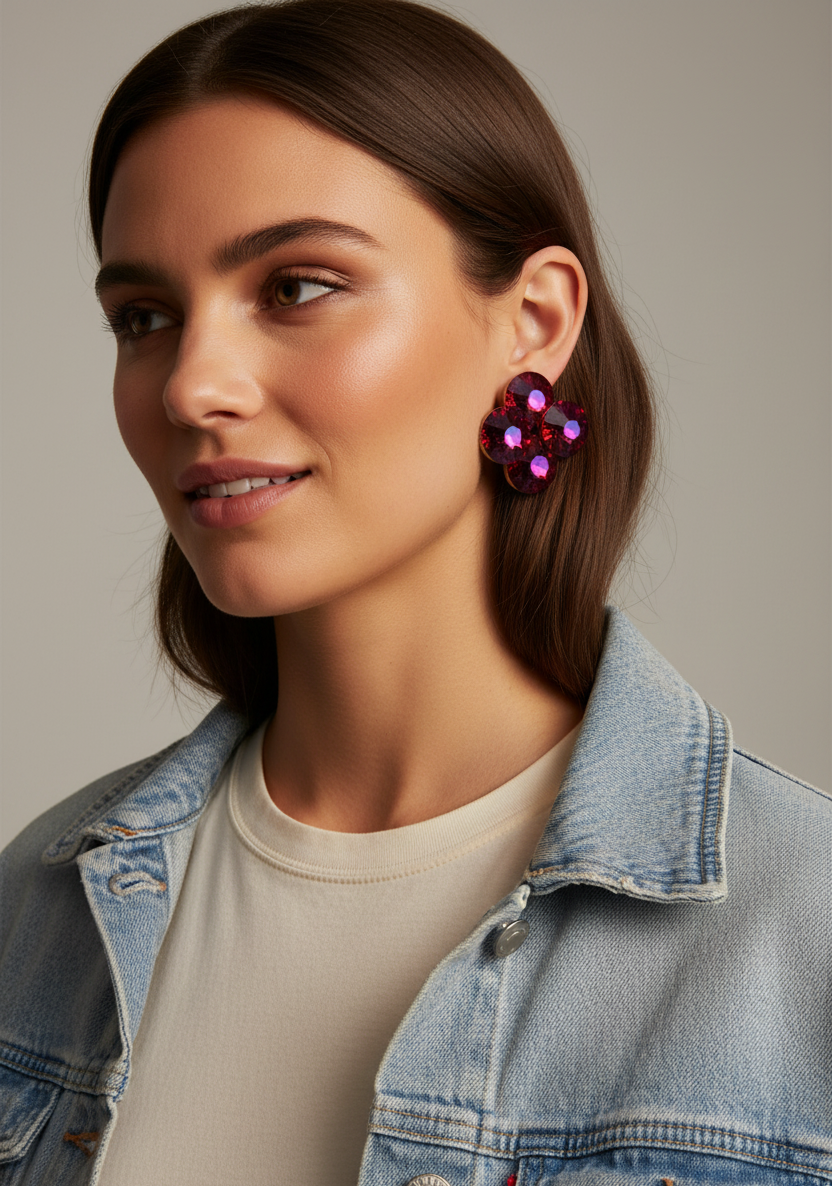 wendy gell 80's vintage rivoli crystal earrings