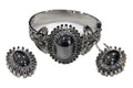 WHITING & DAVIS HEMATITE CABOCHON BRACELET & EARRINGS