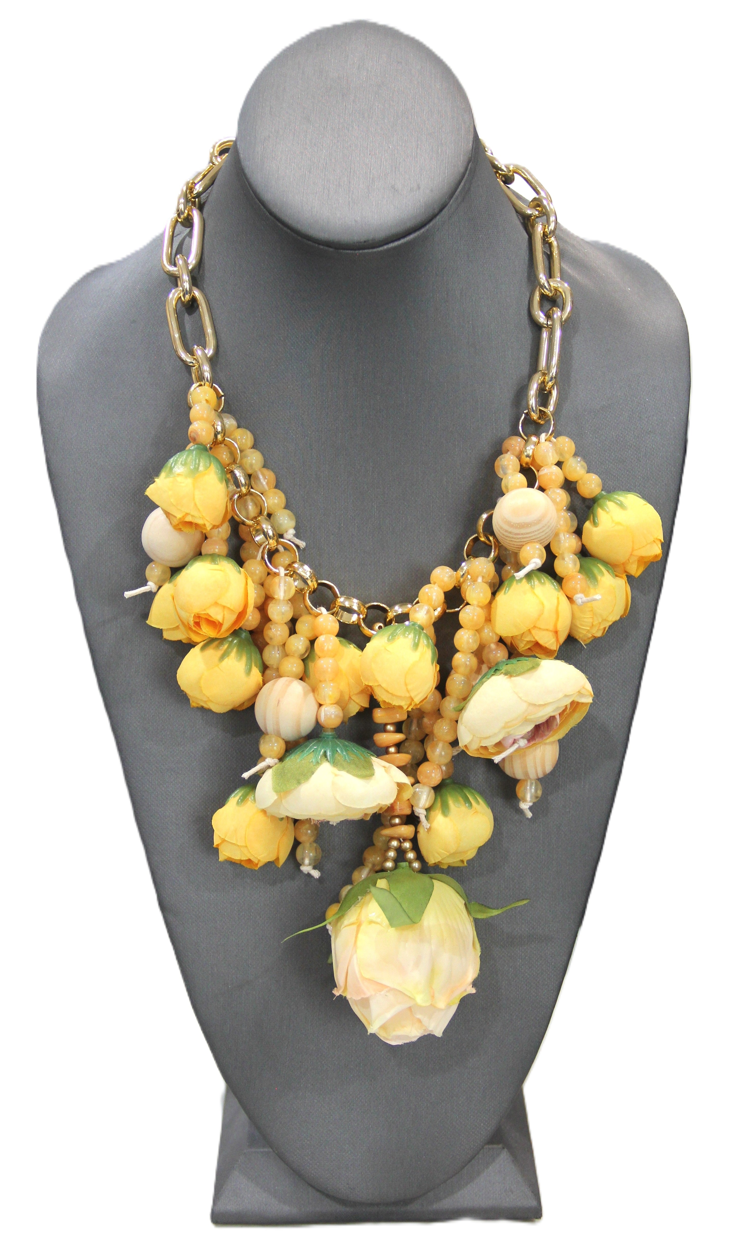 MAXIMALIST YELLOW FLOWER STATEMENT NECKLACE