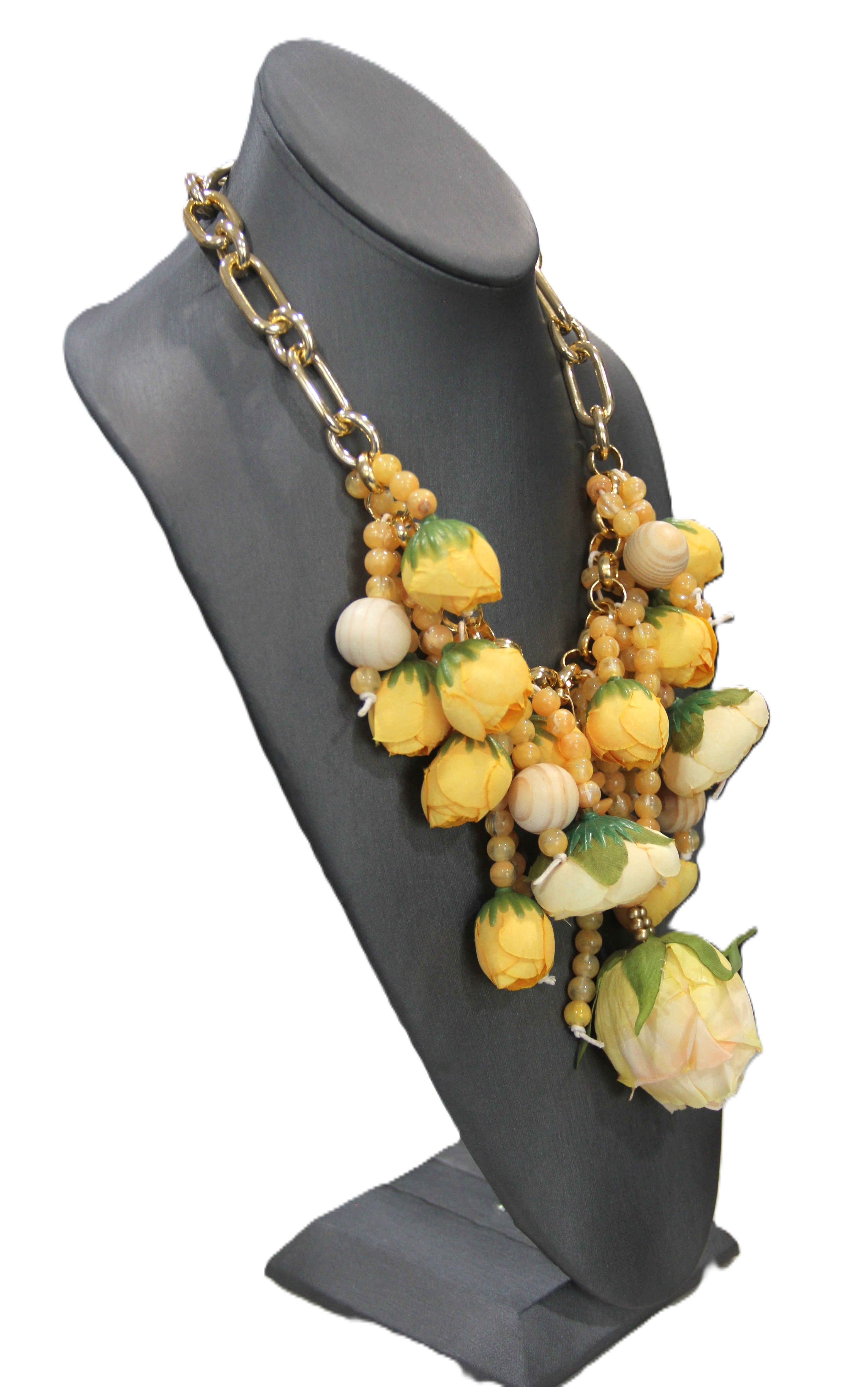 MAXIMALIST YELLOW FLOWER STATEMENT NECKLACE